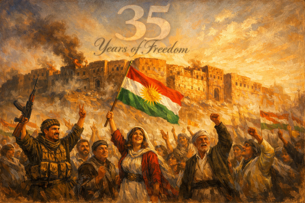 ناڤنیشان: ئەڤرۆ ٣٥ سالیادا راپەرینا قەهرەمانانە یا باژێرێ هەولێرێ یە.